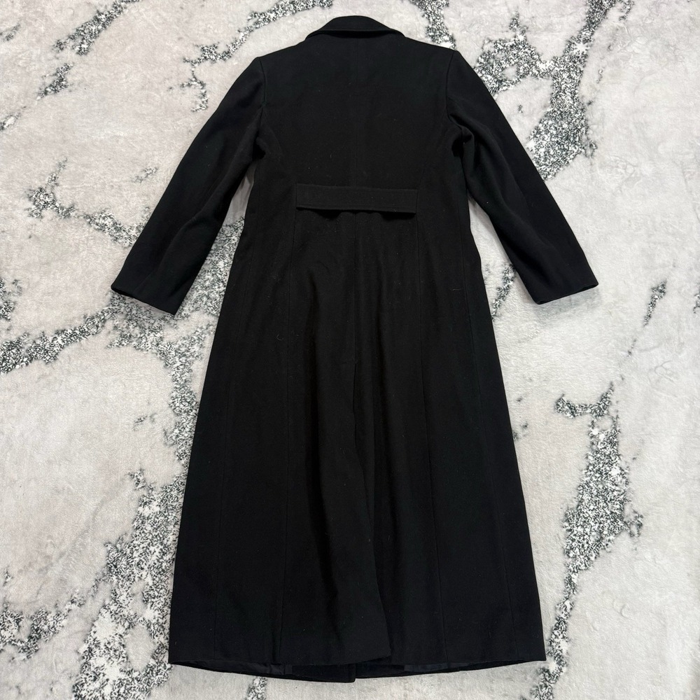 Isaac Mizrahi Union Made Long Black Coat Notch Collar Button Front Women's 14